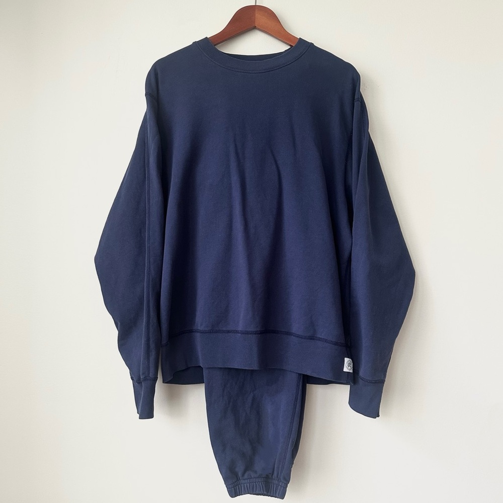 REIGNING CHAMP | 2PC SET LIGHTWEIGHT TERRY PREMIUM COTTON SWEATSUIT BLUE (WOMEN)